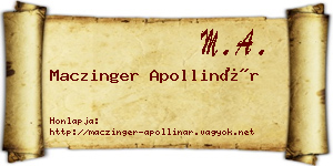 Maczinger Apollinár névjegykártya